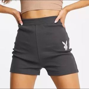 MISSGUIDED X PLAYBOY ribbed high waisted shorts